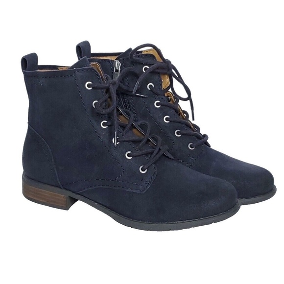 New Earth Brands Lace Up Ankle Janel Boots Bootie Navy Blue NIB Fashion - Picture 4 of 10